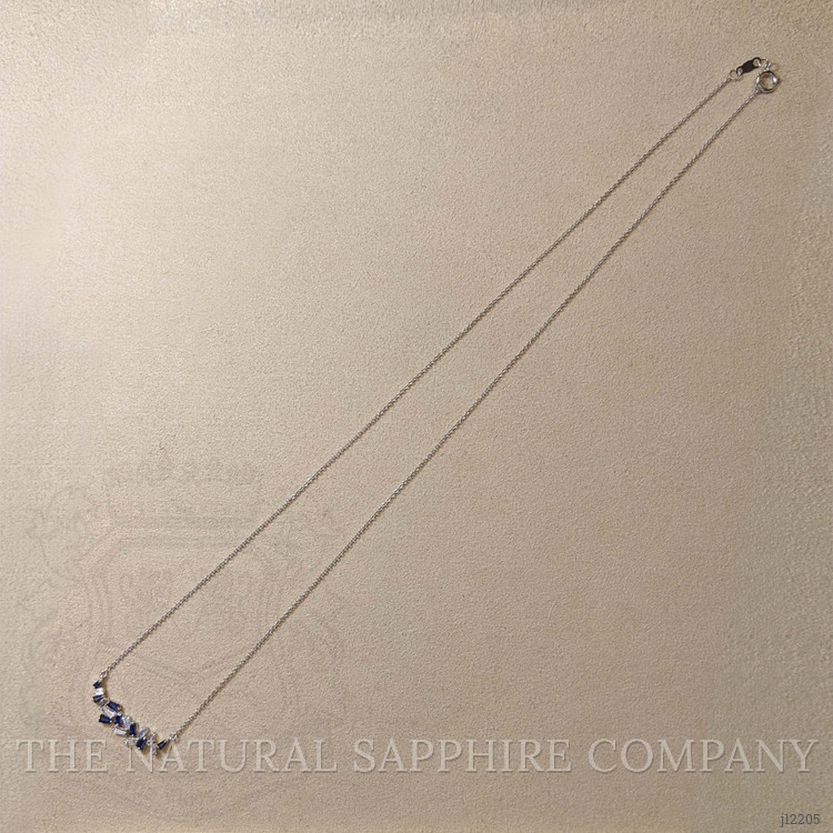 0.52 Ct. Blue Sapphire and Natural Diamond Accent Stones Necklace, 14K White Gold
