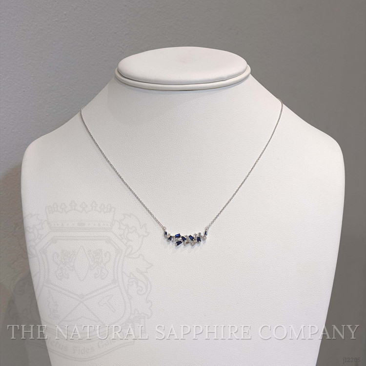0.52 Ct. Blue Sapphire and Natural Diamond Accent Stones Necklace, 14K White Gold