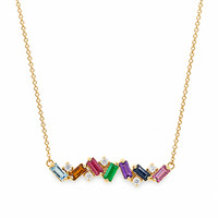 0.97 Ct.Tw. Sapphire, Aquamarine, Ruby, Emerald and Amethyst 14K Yellow Gold necklace