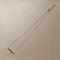 0.97 Ct.Tw.Total Carat Weight Sapphire, Aquamarine, Ruby, Emerald, Amethyst and Natural Diamond Accent Stones Necklace, 14K Yellow Gold Life Style