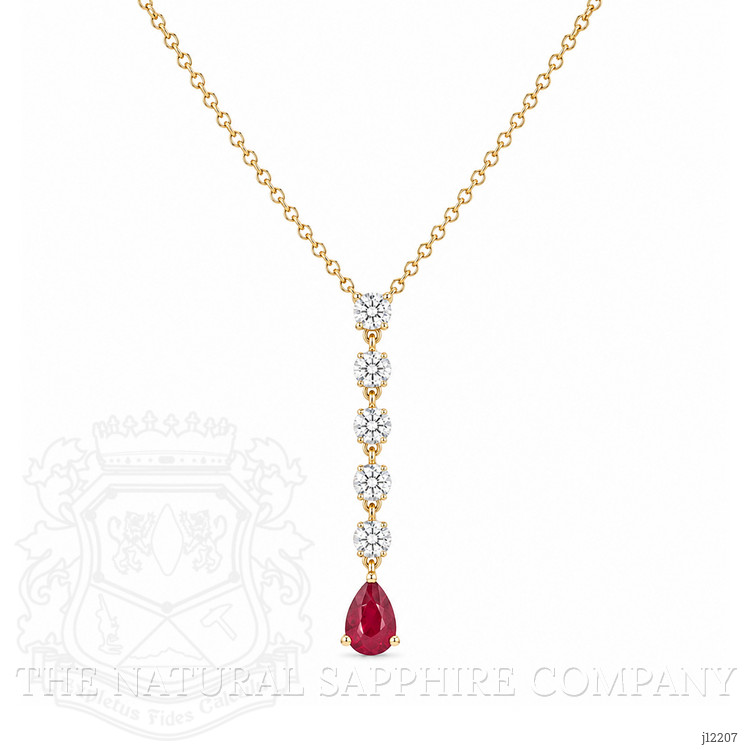 0.28 Ct. Ruby and Natural Diamond Bezel Necklace, 14K Yellow Gold