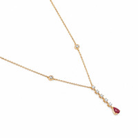 0.28 Ct. Ruby and Natural Diamond Bezel Necklace, 14K Yellow Gold Image