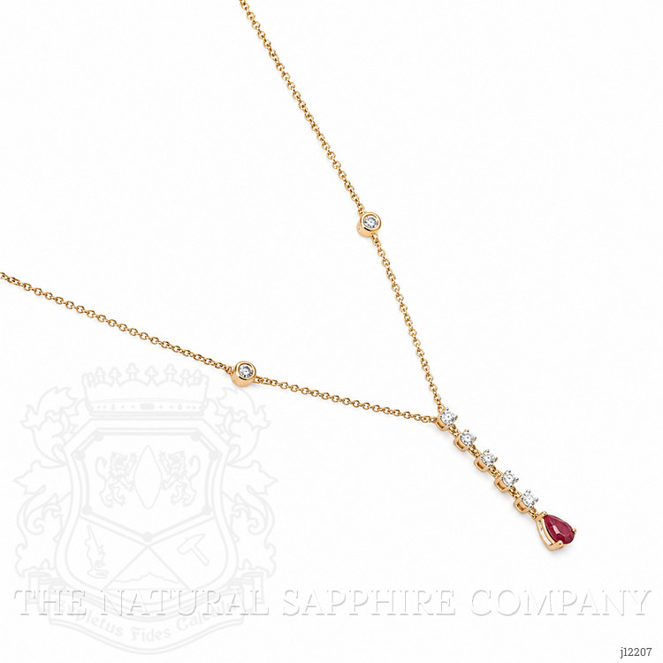 0.28 Ct. Ruby and Natural Diamond Bezel Necklace, 14K Yellow Gold