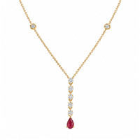 0.28 Ct. Ruby and Natural Diamond Bezel Necklace, 14K Yellow Gold Image