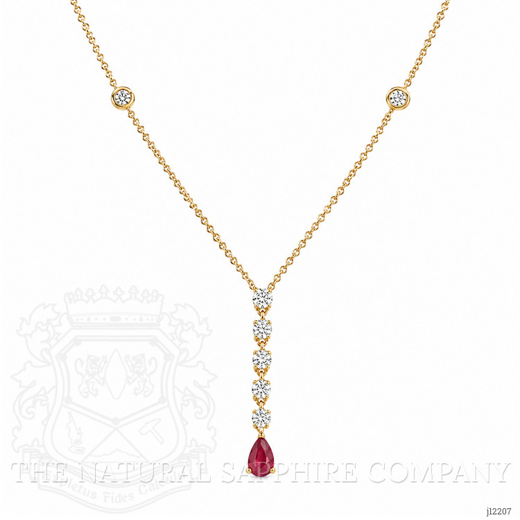 0.28 Ct. Ruby and Natural Diamond Bezel Necklace, 14K Yellow Gold