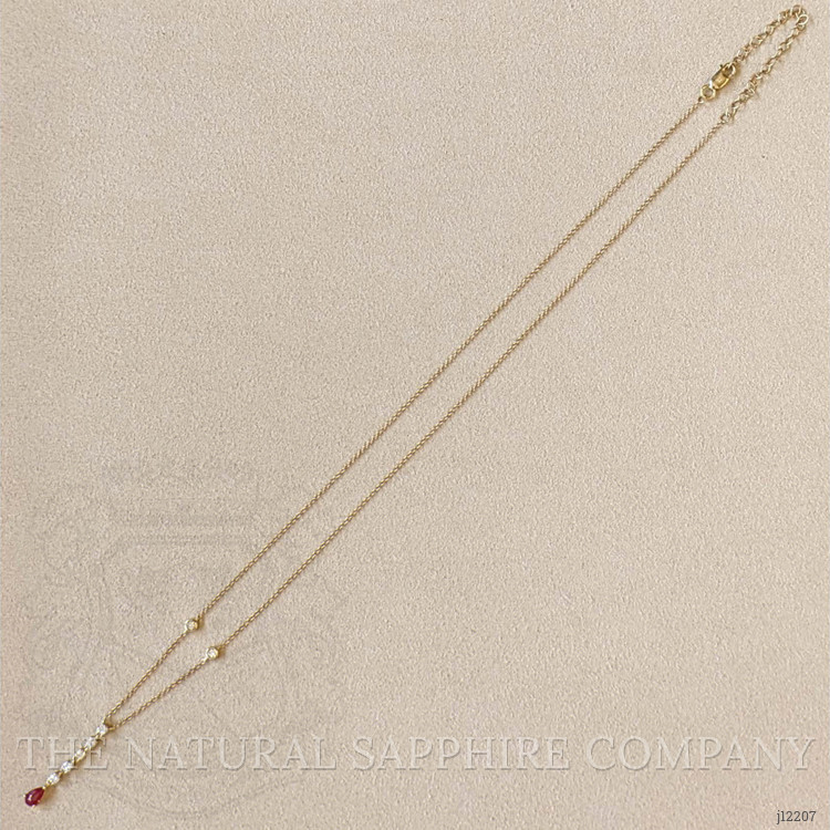 0.28 Ct. Ruby and Natural Diamond Bezel Necklace, 14K Yellow Gold