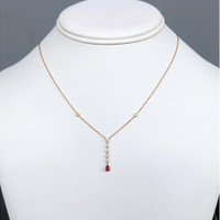 0.28 Ct. Ruby and Natural Diamond Bezel Necklace, 14K Yellow Gold Life Style