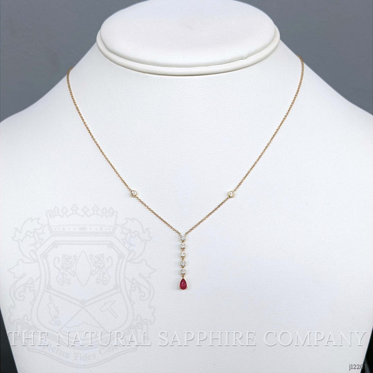 0.28 Ct. Ruby and Natural Diamond Bezel Necklace, 14K Yellow Gold