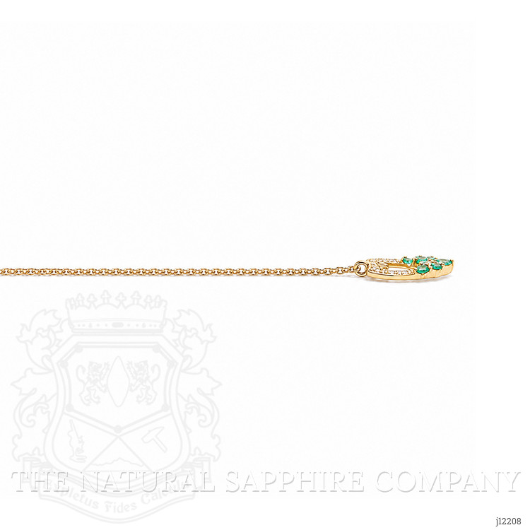 0.19 Ct. Emerald and Natural Diamond Accent Stones Necklace, 14K Yellow Gold
