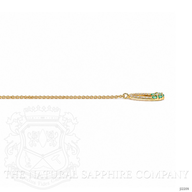 0.19 Ct. Emerald and Natural Diamond Accent Stones Necklace, 14K Yellow Gold