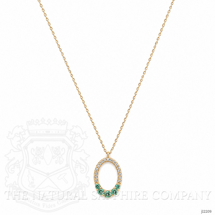0.19 Ct. Emerald and Natural Diamond Accent Stones Necklace, 14K Yellow Gold