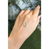 0.19 Ct. Emerald and Natural Diamond Accent Stones Necklace, 14K Yellow Gold Life Style