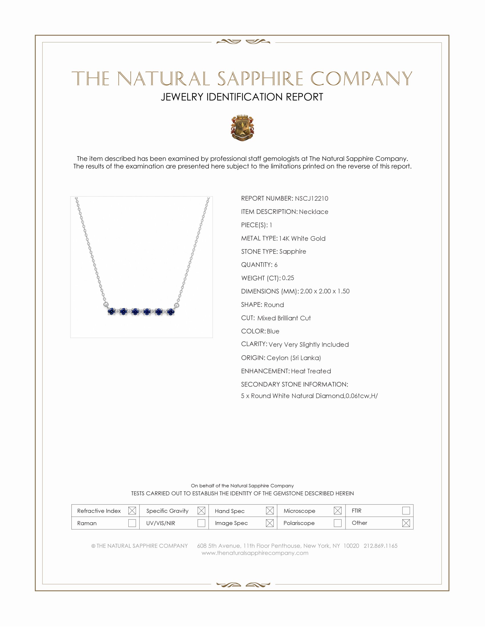 0.25 Ct. Blue Sapphire and Natural Diamond Accent Stones Necklace, 14K White Gold