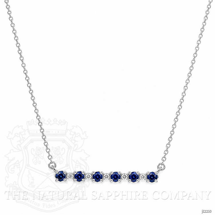 0.25 Ct. Blue Sapphire and Natural Diamond Accent Stones Necklace, 14K White Gold