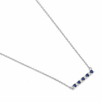 0.25 Ct. Blue Sapphire and Natural Diamond Accent Stones Necklace, 14K White Gold Image