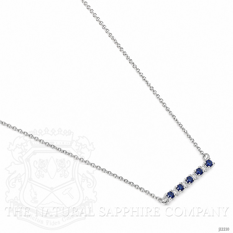 0.25 Ct. Blue Sapphire and Natural Diamond Accent Stones Necklace, 14K White Gold