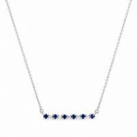 0.25 Ct. Blue Sapphire and Natural Diamond Accent Stones Necklace, 14K White Gold Image