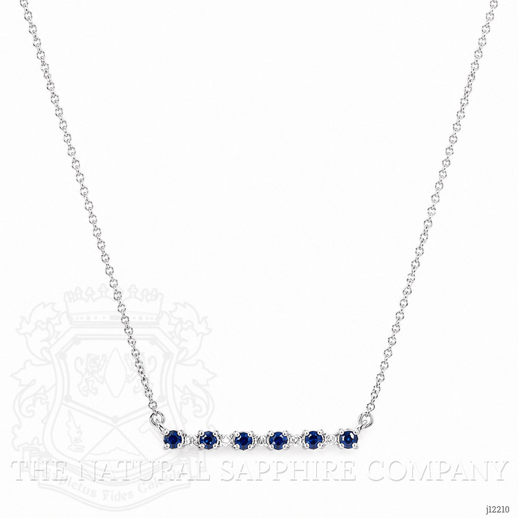 0.25 Ct. Blue Sapphire and Natural Diamond Accent Stones Necklace, 14K White Gold