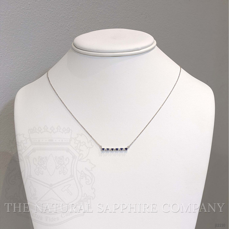 0.25 Ct. Blue Sapphire and Natural Diamond Accent Stones Necklace, 14K White Gold