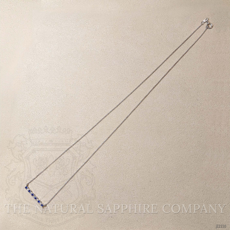 0.25 Ct. Blue Sapphire and Natural Diamond Accent Stones Necklace, 14K White Gold