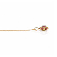 0.45 Ct. Pinkish Red Ruby and Ruby Pave Necklace, 14K Yellow Gold Image