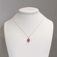 0.45 Ct. Pinkish Red Ruby and Ruby Pave Necklace, 14K Yellow Gold Life Style