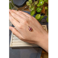 0.45 Ct. Pinkish Red Ruby and Ruby Pave Necklace, 14K Yellow Gold Life Style