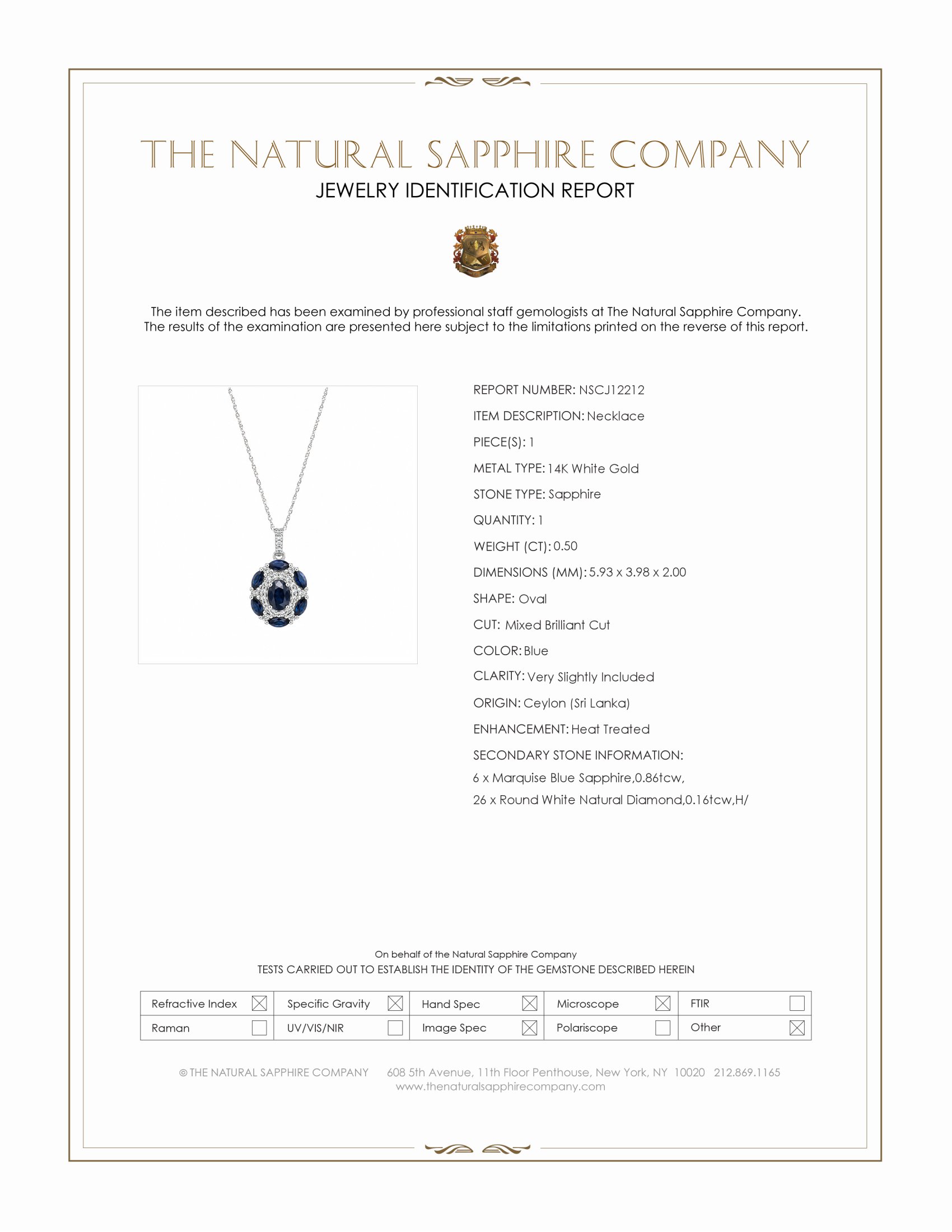 0.50 Ct. Blue Sapphire and Natural Diamond Pave Necklace, 14K White Gold