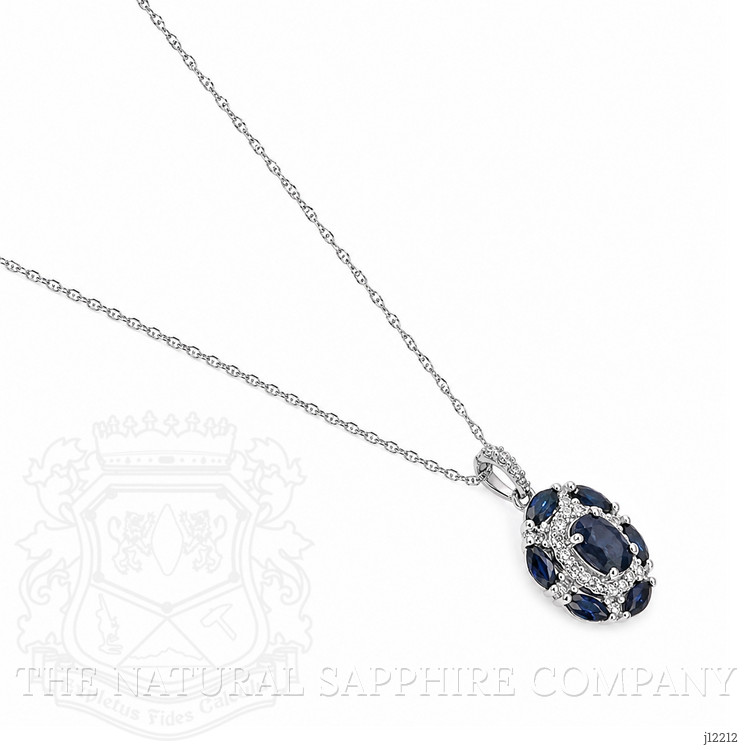 0.50 Ct. Blue Sapphire and Natural Diamond Pave Necklace, 14K White Gold