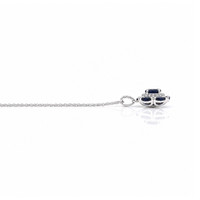 0.50 Ct. Blue Sapphire and Natural Diamond Pave Necklace, 14K White Gold Image