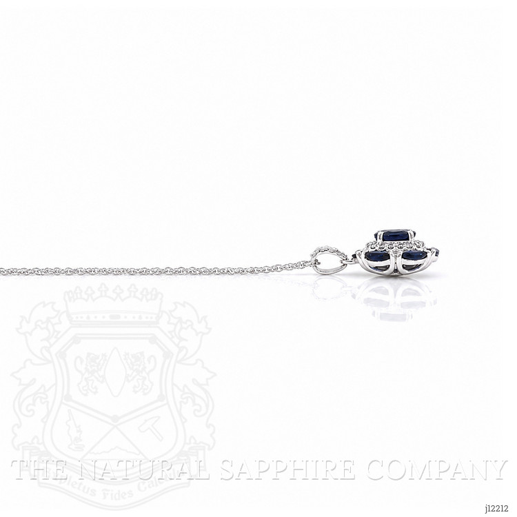 0.50 Ct. Blue Sapphire and Natural Diamond Pave Necklace, 14K White Gold