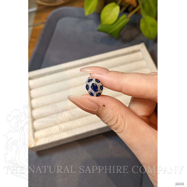 0.50 Ct. Blue Sapphire and Natural Diamond Pave Necklace, 14K White Gold