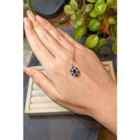 0.50 Ct. Blue Sapphire and Natural Diamond Pave Necklace, 14K White Gold Life Style
