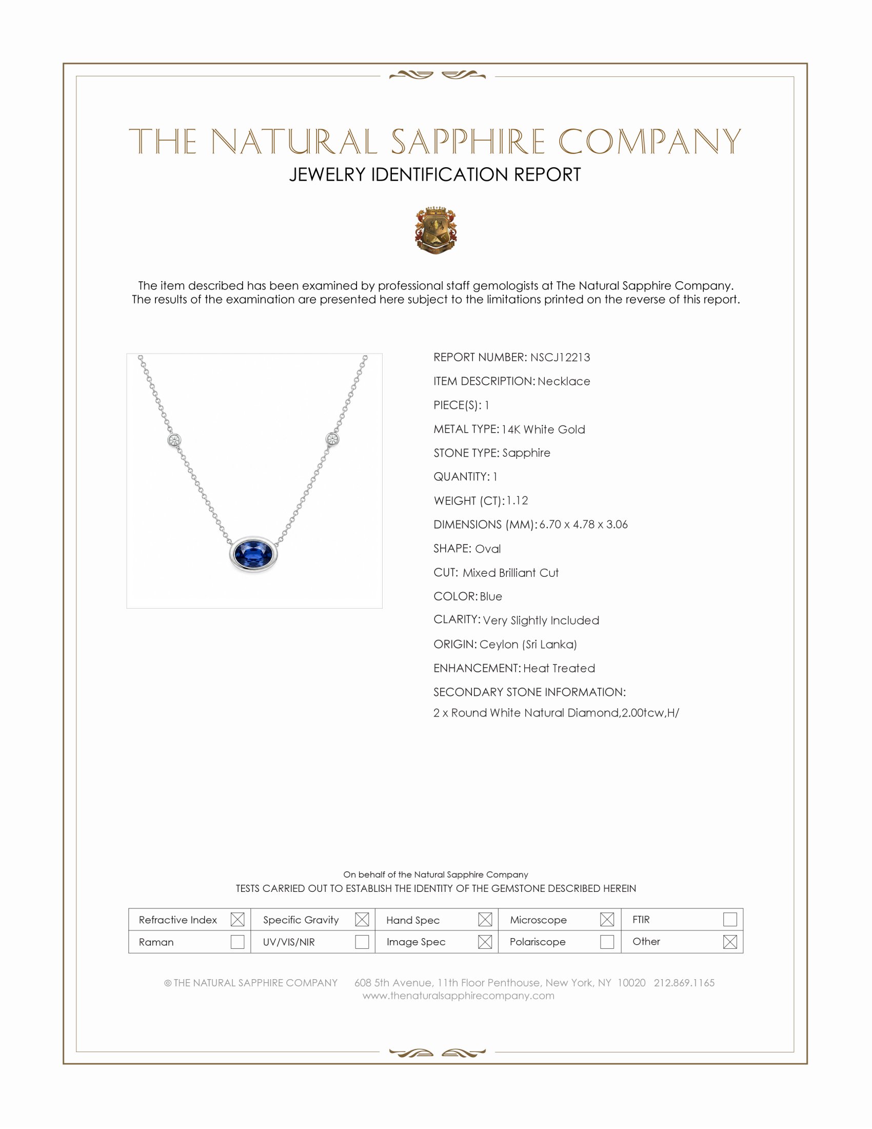 1.12 Ct. Blue Sapphire and Natural Diamond Bezel Necklace, 14K White Gold