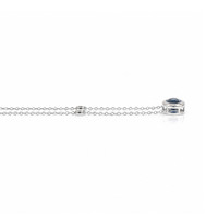 1.12 Ct. Blue Sapphire and Natural Diamond Bezel Necklace, 14K White Gold Image