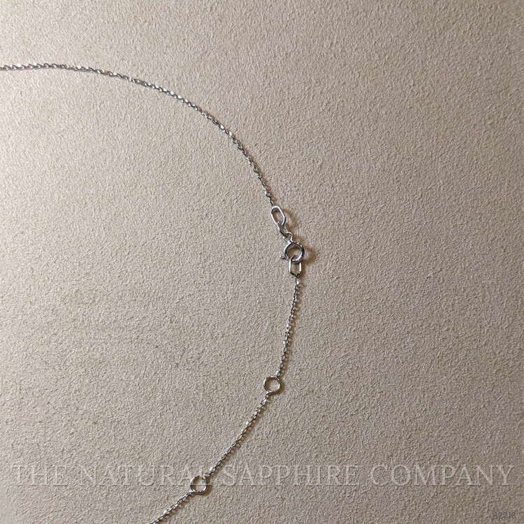 1.12 Ct. Blue Sapphire and Natural Diamond Bezel Necklace, 14K White Gold