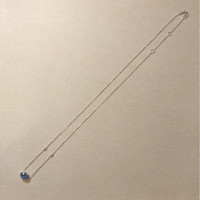 1.12 Ct. Blue Sapphire and Natural Diamond Bezel Necklace, 14K White Gold Life Style
