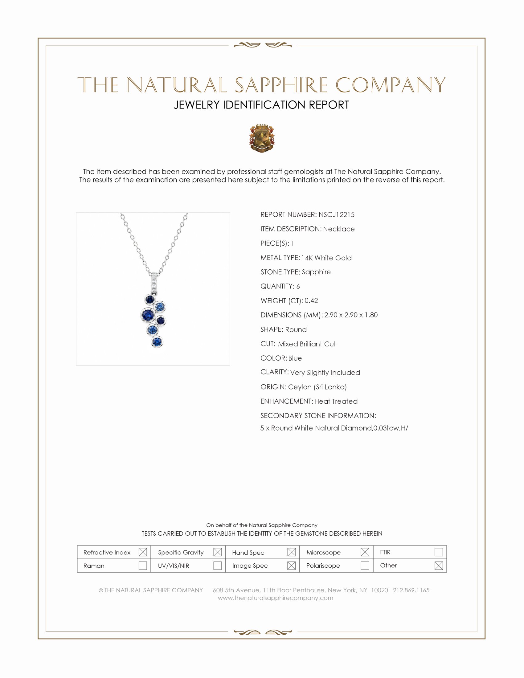 0.42 Ct. Blue Sapphire and Natural Diamond Bezel Necklace, 14K White Gold