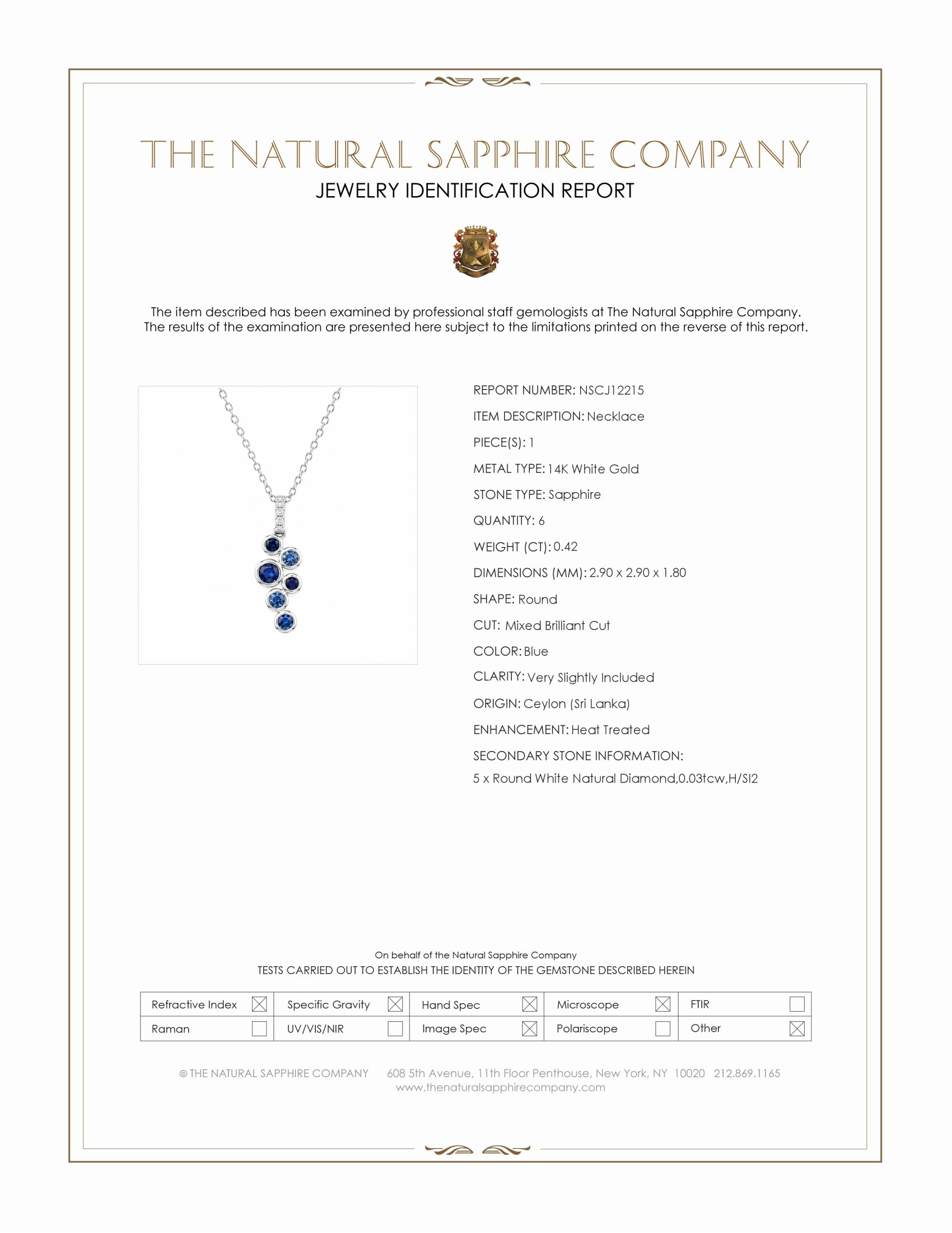 0.42 Ct. Blue Sapphire and Natural Diamond Bezel Necklace, 14K White Gold