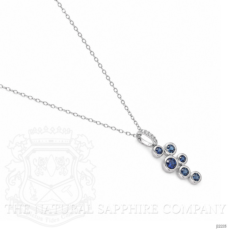 0.42 Ct. Blue Sapphire and Natural Diamond Bezel Necklace, 14K White Gold