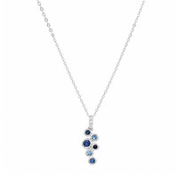 0.42 Ct. Blue Sapphire and Natural Diamond Bezel Necklace, 14K White Gold Image