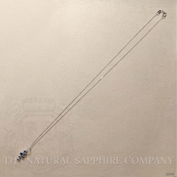 0.42 Ct. Blue Sapphire and Natural Diamond Bezel Necklace, 14K White Gold
