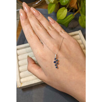 0.42 Ct. Blue Sapphire and Natural Diamond Bezel Necklace, 14K White Gold Life Style
