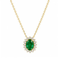 0.98 Ct. Emerald 14K Yellow Gold necklace