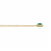 0.98 Ct. Emerald and Natural Diamond Pave Necklace, 14K Yellow Gold Image