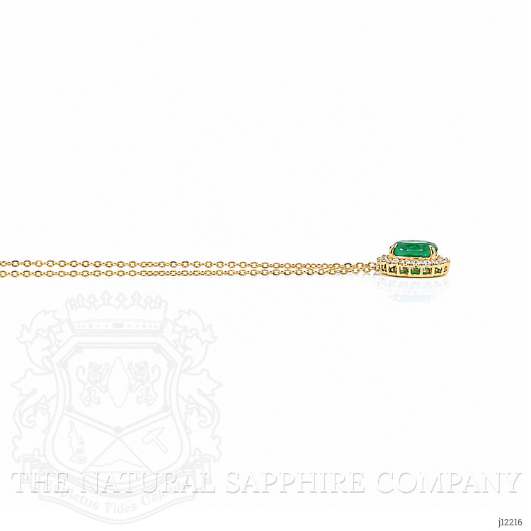 0.98 Ct. Emerald and Natural Diamond Pave Necklace, 14K Yellow Gold