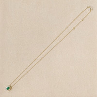 0.98 Ct. Emerald and Natural Diamond Pave Necklace, 14K Yellow Gold Life Style