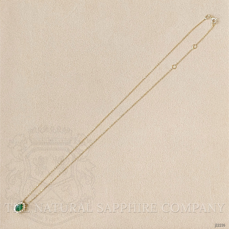 0.98 Ct. Emerald and Natural Diamond Pave Necklace, 14K Yellow Gold