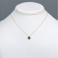 0.98 Ct. Emerald and Natural Diamond Pave Necklace, 14K Yellow Gold Life Style