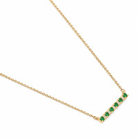 0.20 Ct. Emerald and Natural Diamond Accent Stones Necklace, 14K Yellow Gold Image